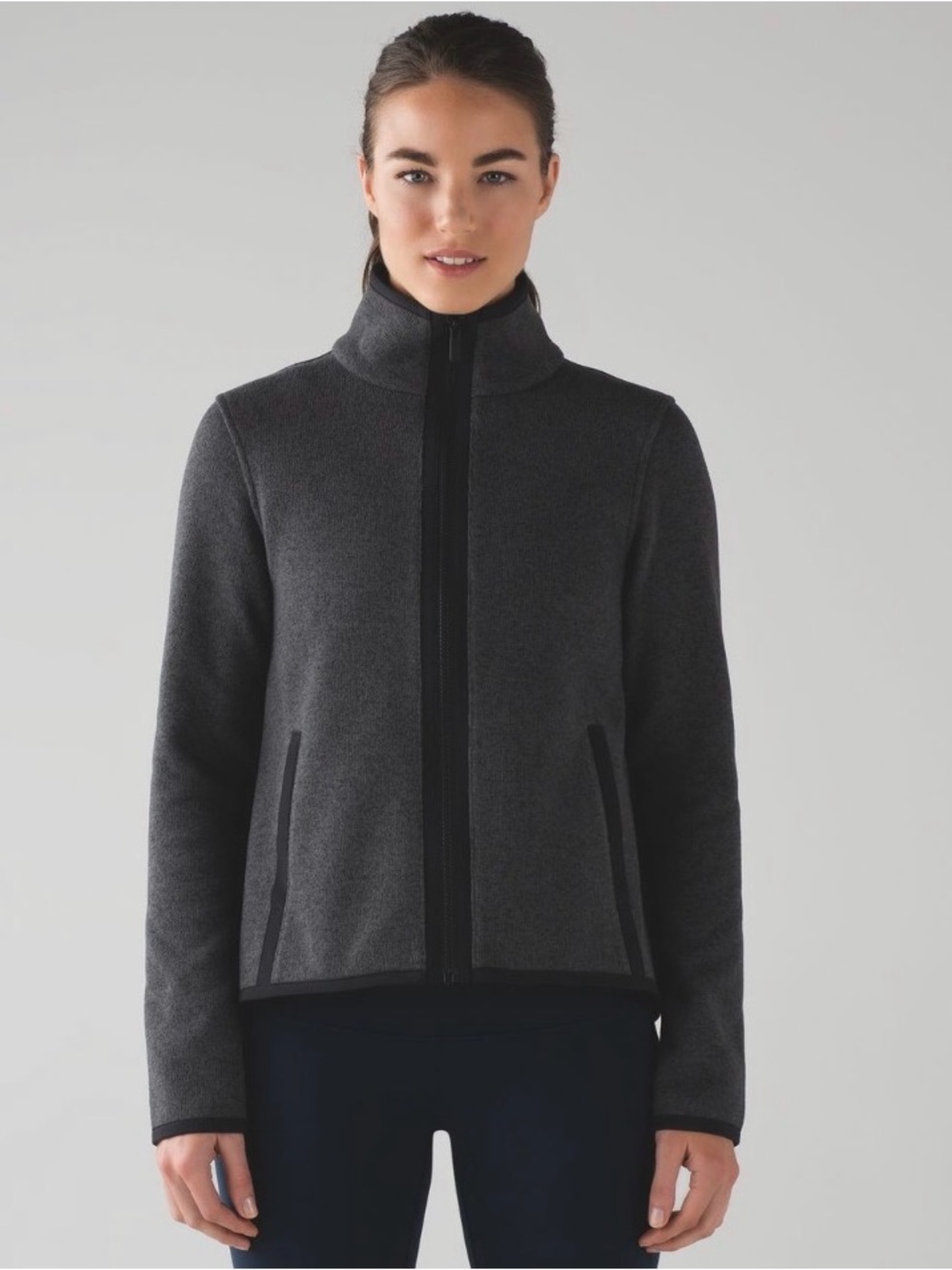 lululemon athletica 8 Dark Gray Zip Jacket with Black Trim